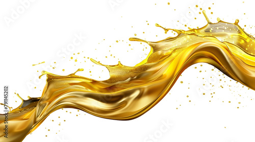 Golden oil splash cut out 