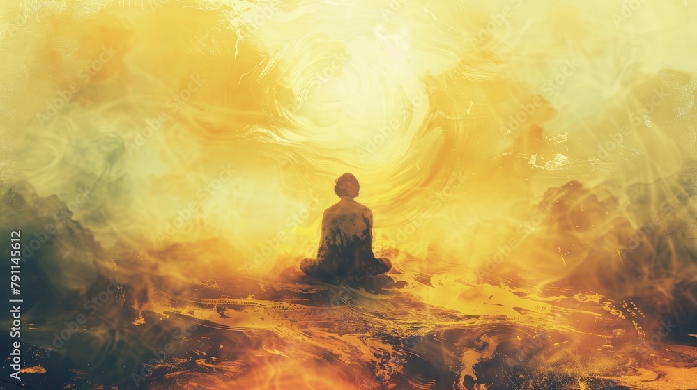 An ethereal depiction of a Christian in meditation  AI generated illustration