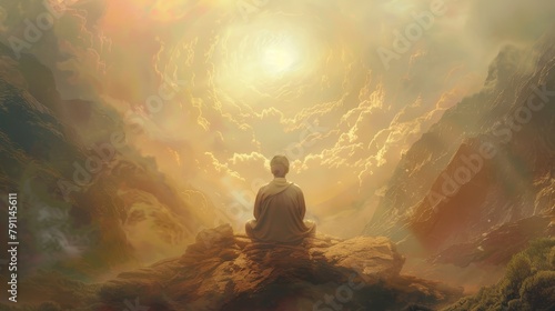 Wallpaper Mural An ethereal depiction of a Christian in meditation  AI generated illustration Torontodigital.ca