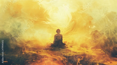An ethereal depiction of a Christian in meditation  AI generated illustration