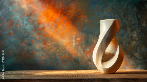 wooden vase sitting table background volumetric light fluid lines consumer electronics professional centered horizon flowing forms princess wood product organic buildings