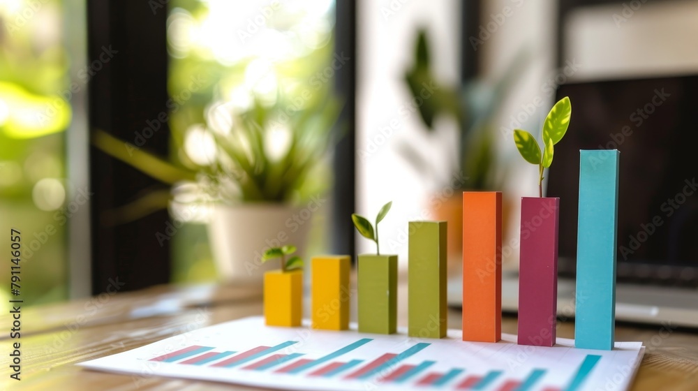 D bar graph representing profit growth AI generated illustration D bar graph representing profit growth AI generated illustration