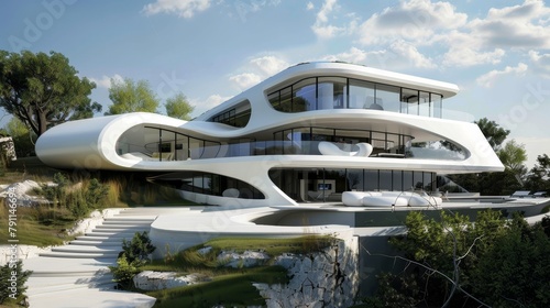 Futuristic house plan with high-tech automation AI generated illustration