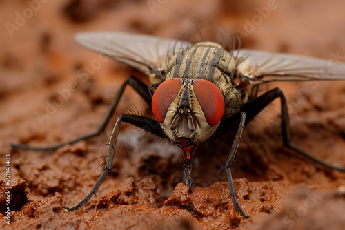 big nasty dirty fly sits on the excrement, generative AI © Paulina