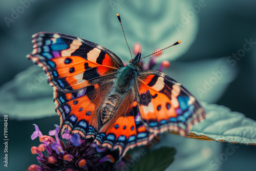a beautiful colorful butterfly sits on a beautiful colorful flower, generative AI © Paulina
