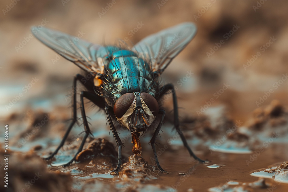 a big nasty dirty fly sits on the excrement, generative AI a big nasty dirty fly sits on the excrement, generative AI