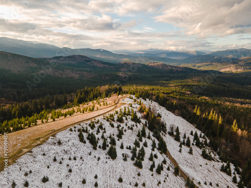 landscape in the mountains drone view