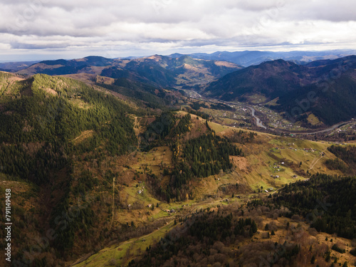 landscape in the mountains drone view