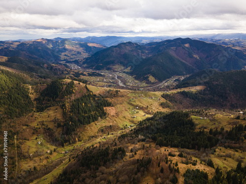 landscape in the mountains drone view