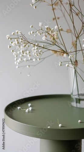 Glass Vase With White Flowers on Table