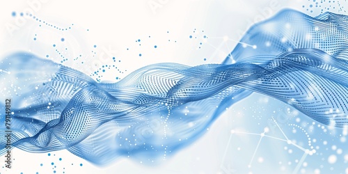 blue wave lines dots digital banner liquid cooled resources background executive industry content small flowing stream wall isolated energy unconnected web graphics