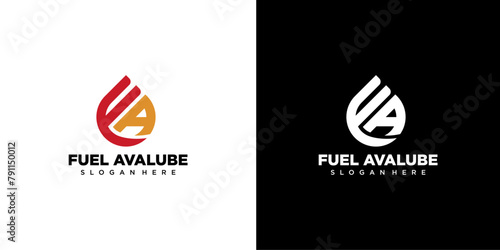 Fuel drop with letter AF. FA Logo Vector Icon Illustration