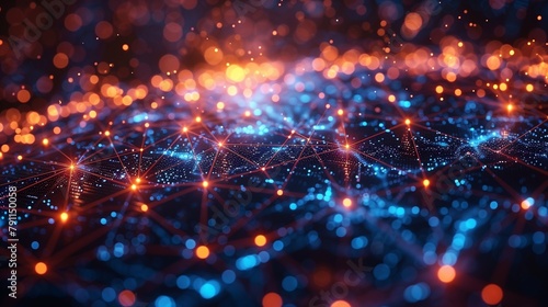 A complex network of glowing nodes interconnected by streams of data, symbolizing the global connectivity of modern technology-4 © Phrhan Gunj