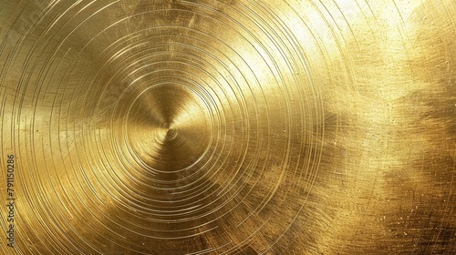 Circular polished brushed gold metallic steel texture backdrop - Golden shiny background banner pattern