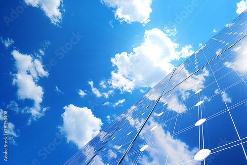 photovoltaic solar panels producing ecological green renewable energy, generative AI