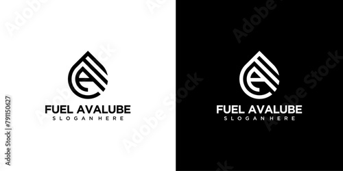 Fuel drop with letter AF. FA Logo Vector Icon Illustration