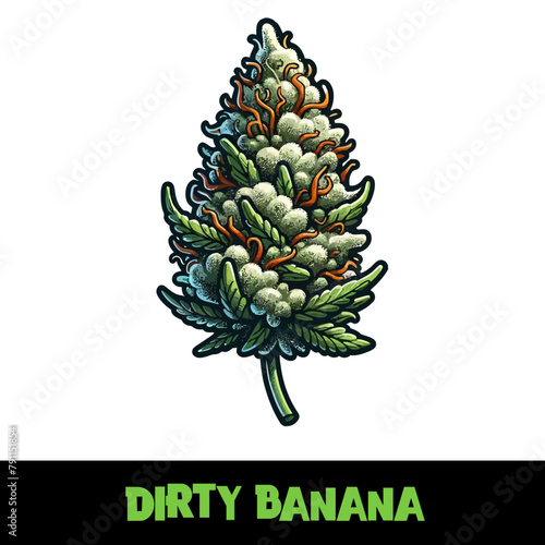 Vector Illustrated Dirty Banana Cannabis Bud Strain Cartoon
