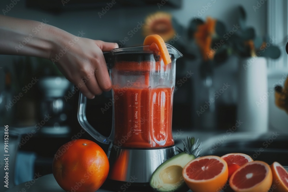 Experienced home chef preparing smoothie tasty healthy beneficial drink dietary sustainable blender mixer crushing fruits vegetables berries sweet tasty dessert vegan vegetarian nutrition fit Experienced home chef preparing smoothie tasty healthy beneficial drink dietary sustainable blender mixer crushing fruits vegetables berries sweet tasty dessert vegan vegetarian nutrition fit