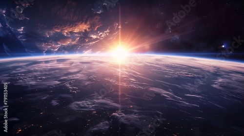 view earth space sun rising full young gods creation splash sunburst photo