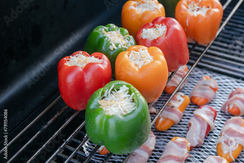 stuffed peppers on a grill