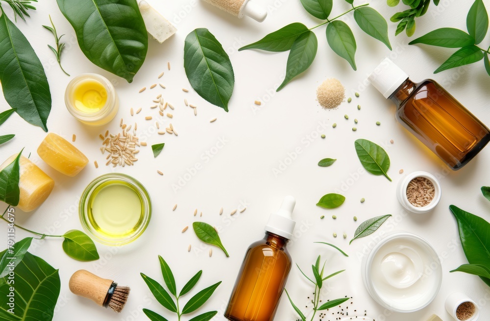 Table With Bottles of Essential Oils Table With Bottles of Essential Oils