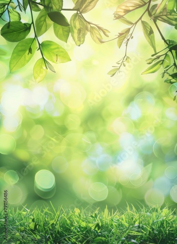 Springtime Eco-Chic: Green Leaves and Sunlight Poster Background