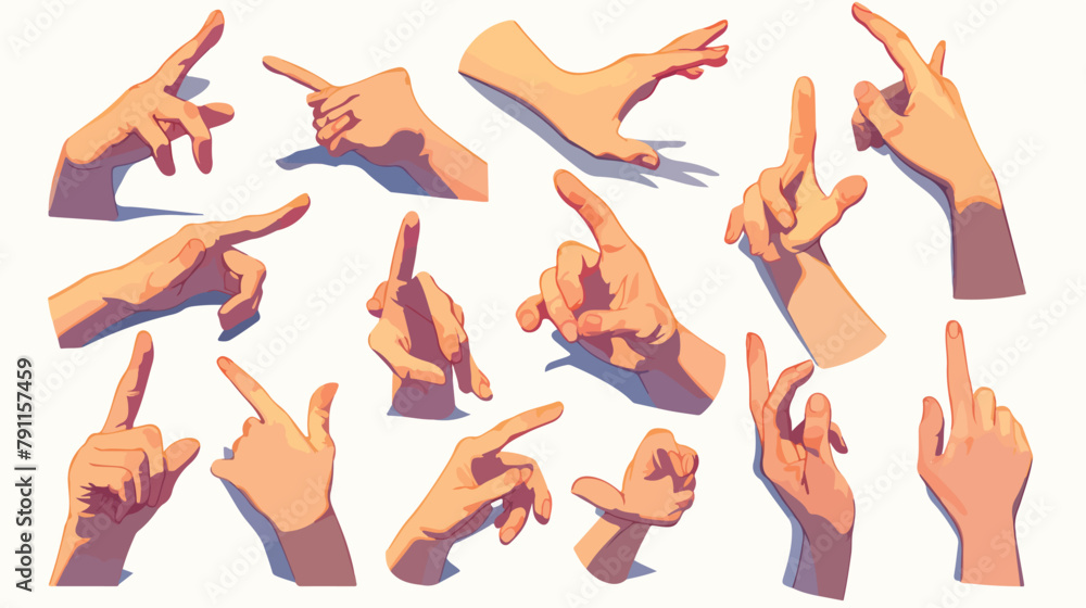 Collection of different hand gestures signs shown w