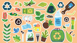 Collection of ecology stickers with slogans - zero