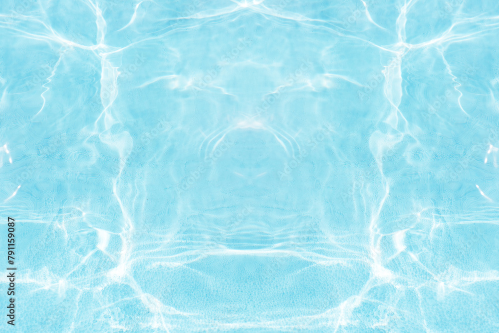 Bluewater waves on the surface ripples blurred. Defocus blurred transparent blue colored clear calm water surface texture with splash and bubbles. Water waves with shining pattern texture background. Bluewater waves on the surface ripples blurred. Defocus blurred transparent blue colored clear calm water surface texture with splash and bubbles. Water waves with shining pattern texture background.