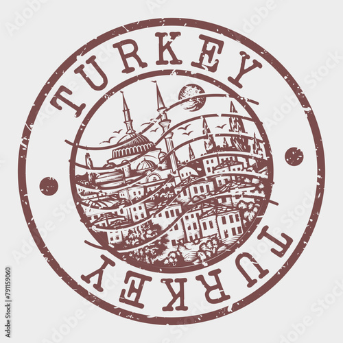 Turkey Stamp Postal. Silhouette Seal. Passport Round Design. Vector Icon. Design Retro Travel. National Symbol.