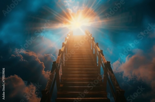 Stairway Ascending Into Bright Sky