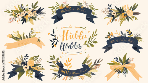 Collection of elegant wedding lettering or inscript photo