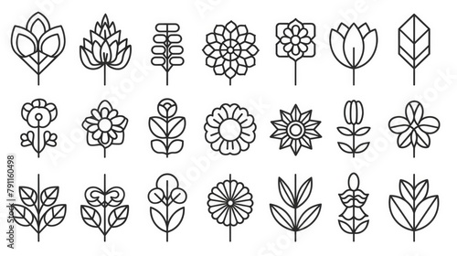 Abstract Floral Patterns Line Icons Set Modern Minimalist Design for Contemporary Decor photo
