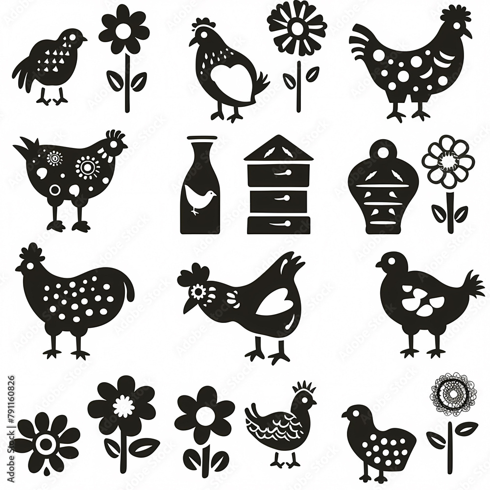 Abstract black and white bird silhouette icons, modern minimalistic fine art collection, geometric shapes Abstract black and white bird silhouette icons, modern minimalistic fine art collection, geometric shapes