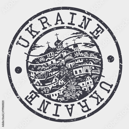 Ukraine Stamp Postal. Silhouette Seal. Passport Round Design. Vector Icon. Design Retro Travel. National Symbol.