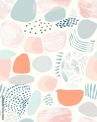 Abstract, art, seamless, pattern, nature, organic, flowing, pastel, earthy, vibrant, digital, painting, unique, trendy, illustration