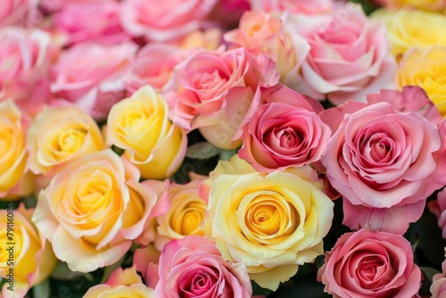 Roses are so beautiful with a combination of yellow and pink - generative ai