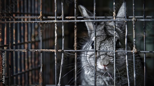 Chinchilla portrayed in a cage