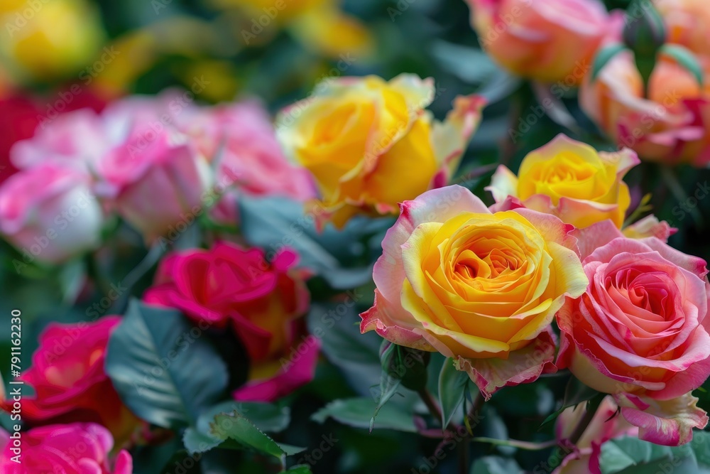 Roses are so beautiful with a combination of yellow and pink - generative ai Roses are so beautiful with a combination of yellow and pink - generative ai
