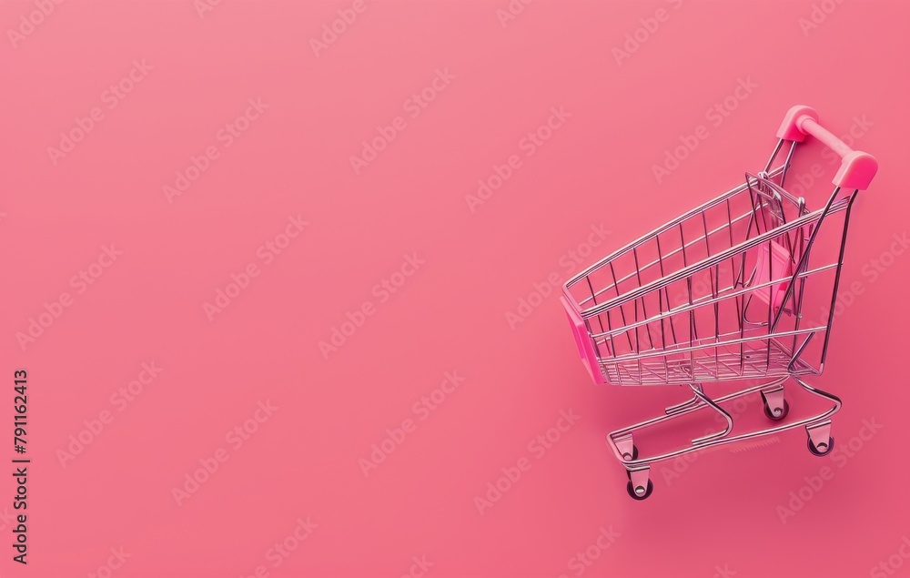 Shopping Cart on Pink Background Shopping Cart on Pink Background