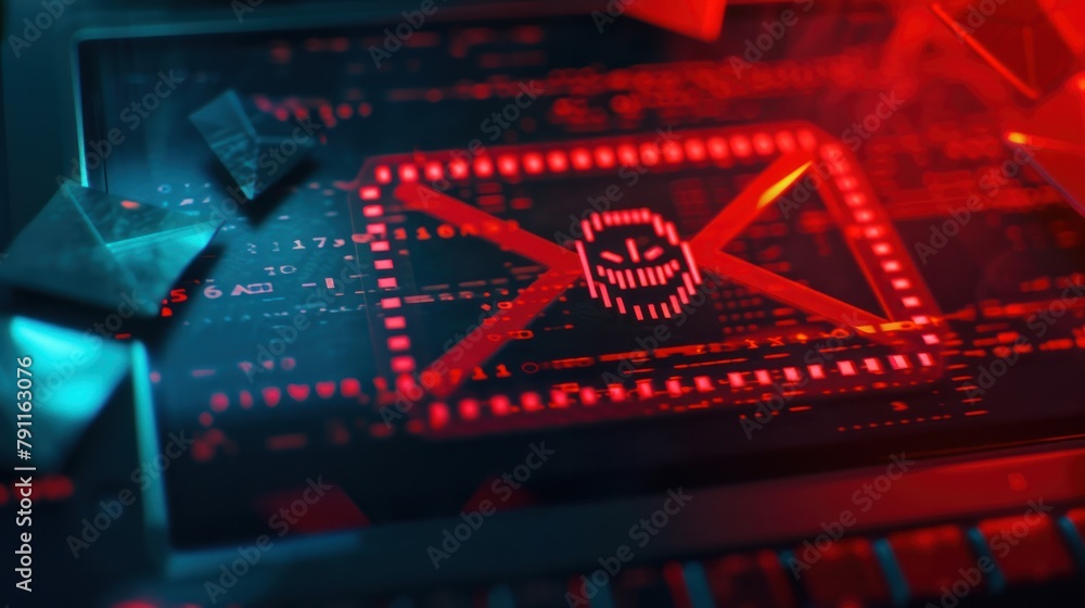 Lucifer Hacking Digital illustration depicting a cyber-security concept with a skull ...