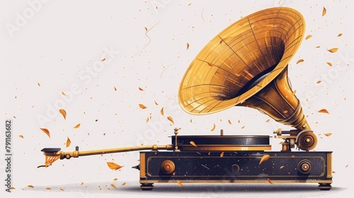 Elegant Antique Gramophone A Timeless Audio Device Masterpiece photo