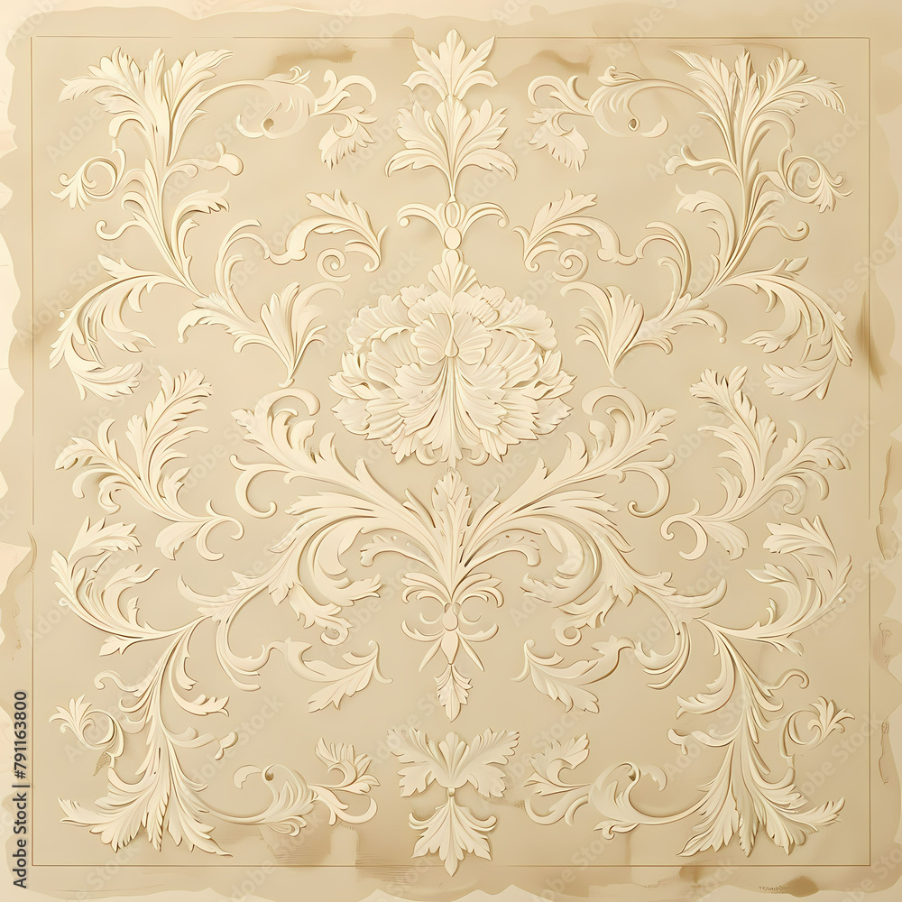 Exquisite Beige Floral Art: Delicate Gradient Patterns on Bright Drawing Paper, Focus on Artistic Design Exquisite Beige Floral Art: Delicate Gradient Patterns on Bright Drawing Paper, Focus on Artistic Design