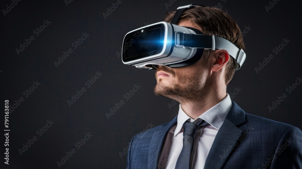 business, people, augmented reality and modern technology concept - businessman in virtual headset looking at earth projection over black background business, people, augmented reality and modern technology concept - businessman in virtual headset looking at earth projection over black background