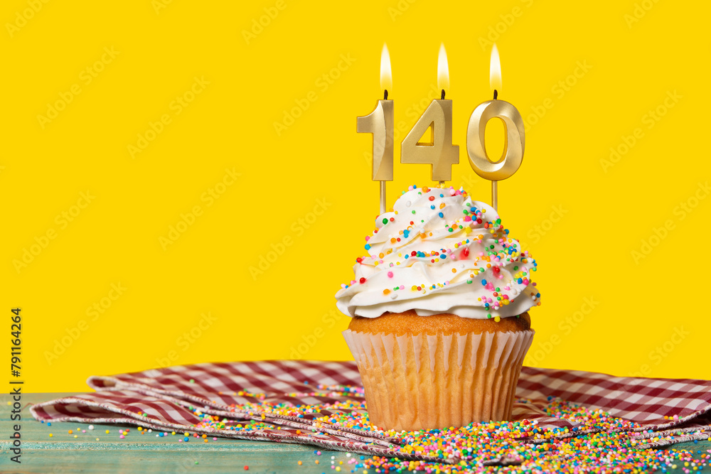 Birthday Cake With Candle Number 140