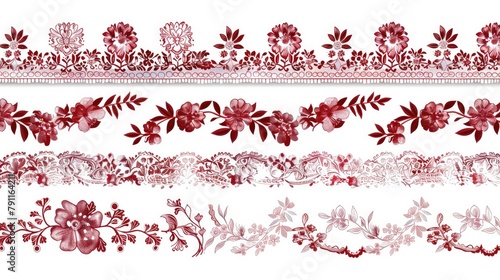 Delicate Floral Border Pattern Intricate Blossoms Form a Stunning Decorative Frame