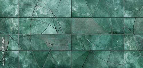 Abstract modern green mosaic porcelain stoneware cement tile with cable pattern or leaf pattern texture photo