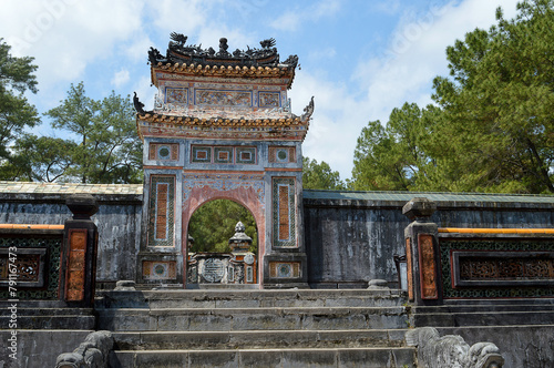 Gate znd stairs, tomb of Emperor Tu Duc, Hue, Vietnam