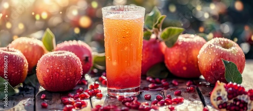 Glass of Orange Juice Surrounded by Pomegranates