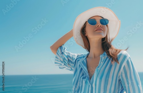 Woman Wearing Hat Standing on Beach